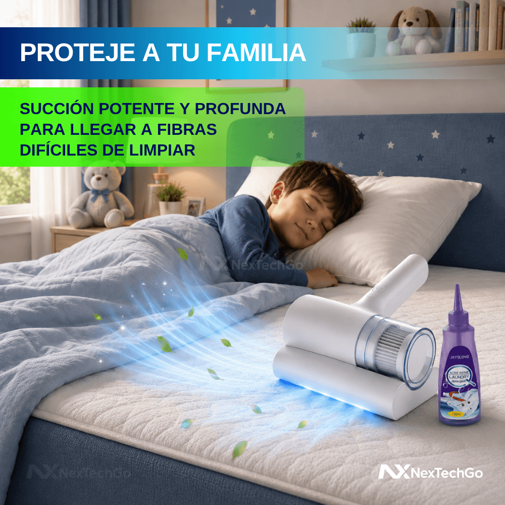 ÁcaroClean&Go™ - Apiradora Antiácaros con Luz UV para Colchones y Cobijas