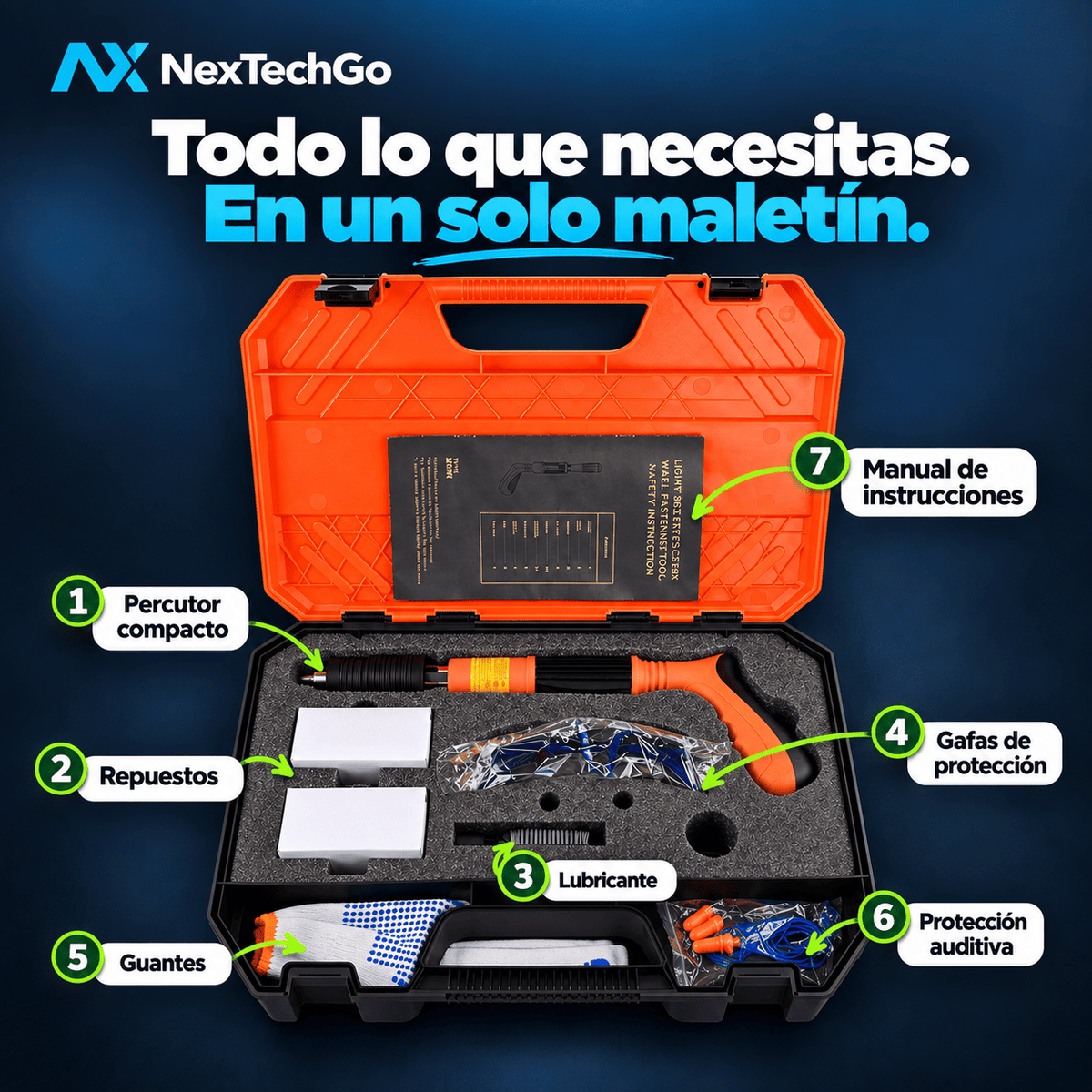 ClavadorPro&Go™ - Kit Percutor de Clavos Profesional Portátil