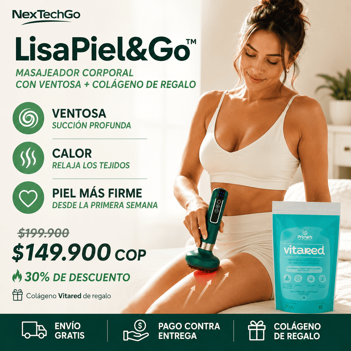 LisaPiel&Go™ - Masajeador Corporal con Ventosa + Colágeno de Regalo